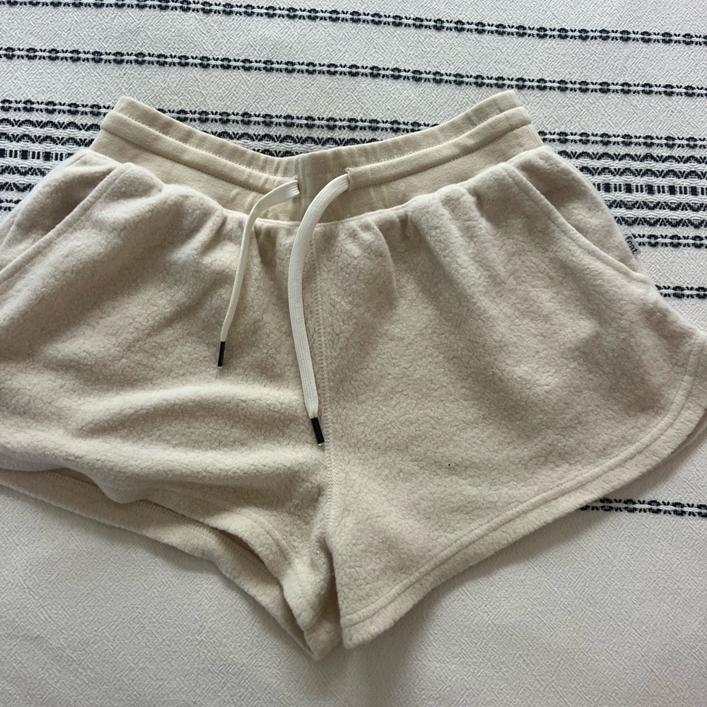 Cream Athletic Shorts with Elastic Waistband